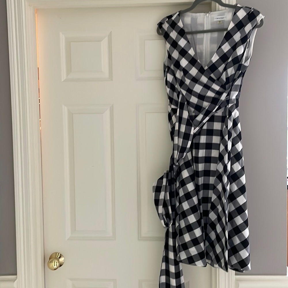 Calvin Klein gingham cotton wrap dress